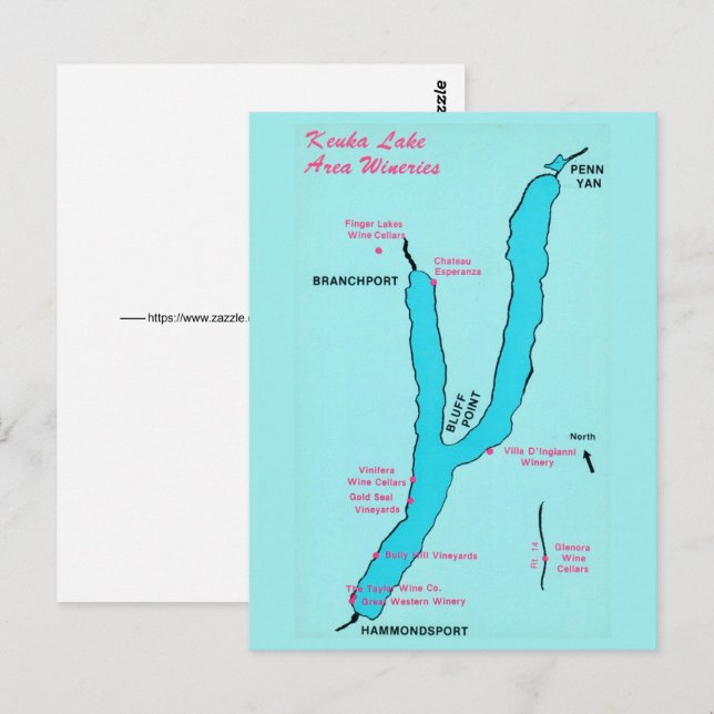 Tarjeta postal de vino de Finger Lakes (Anverso / Reverso)