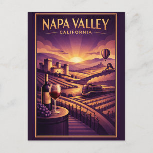 Tarjeta postal de vino vintage retro Napa Valley C