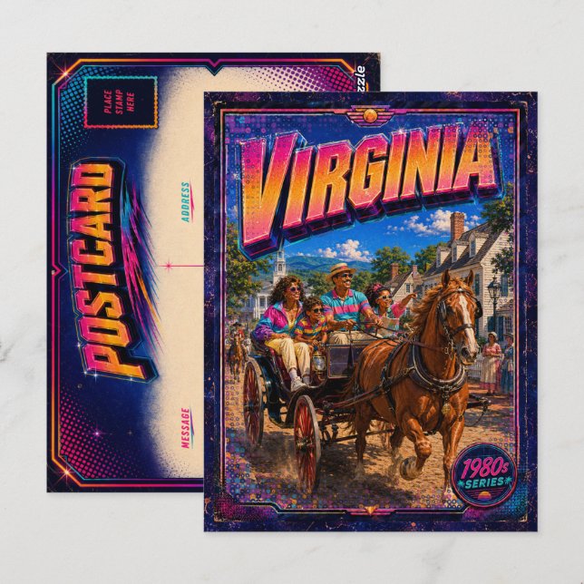 Tarjeta postal de Virginia de los 80 retro (Anverso / Reverso)