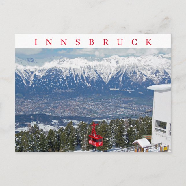 Tarjeta postal de vista del teleférico de Innsbruc (Anverso)