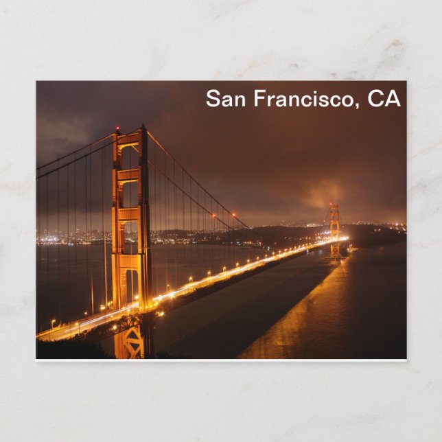 Tarjeta postal de vista nocturna de San Francisco (Anverso)