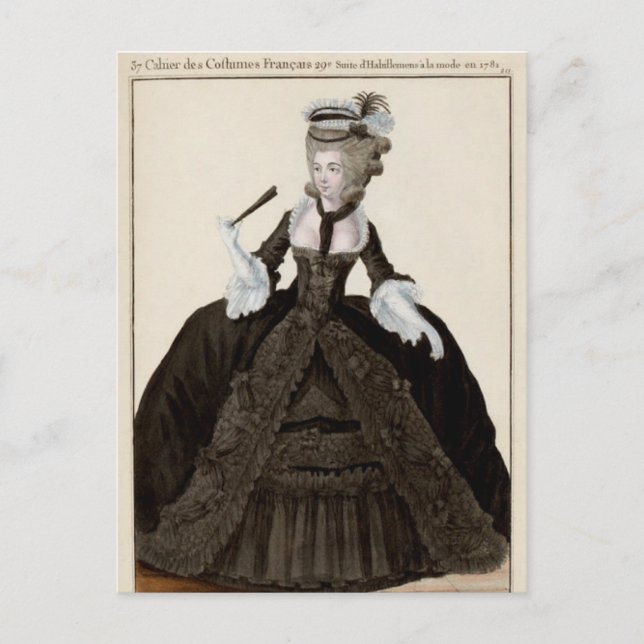 Tarjeta postal de viuda del siglo XVIII con duelo (Anverso)
