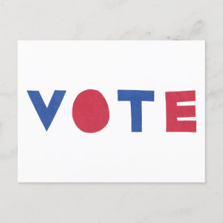 Tarjeta postal de VOTO de diseño de letras en bloq