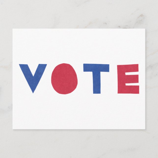 Tarjeta postal de VOTO de diseño de letras en bloq (Anverso)
