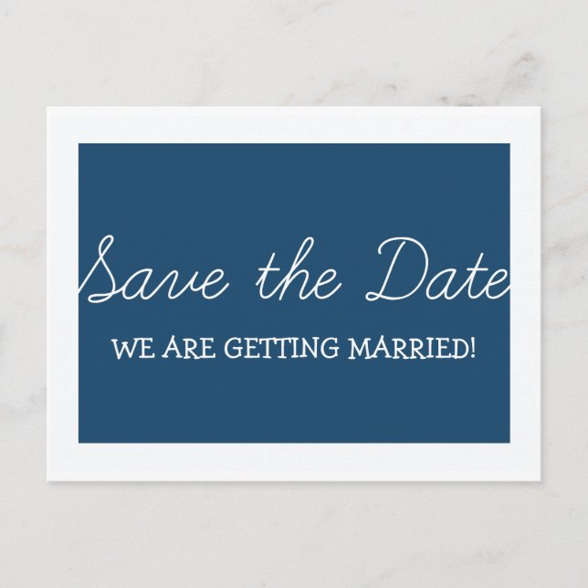 Tarjeta postal de Whimsy Save the Date azul (Anverso)