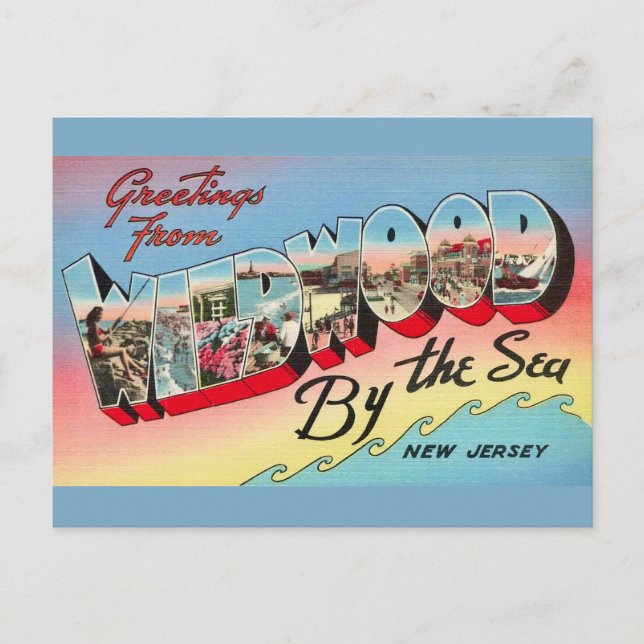 Tarjeta postal de Wildwood junto al mar (Anverso)