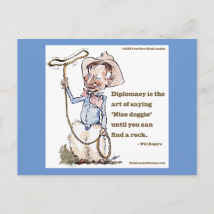 Tarjeta postal de Will Rogers y cita