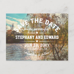 Tarjeta postal de Willow Tree River con estilo par