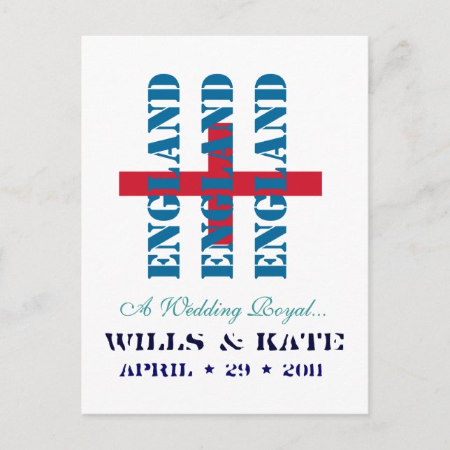 Tarjeta postal de Wills and Kate Royal Boda ENGLAN (Anverso)