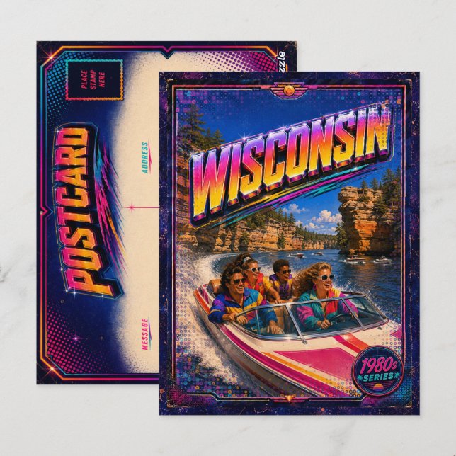 Tarjeta postal de Wisconsin de los 80 retro (Anverso / Reverso)
