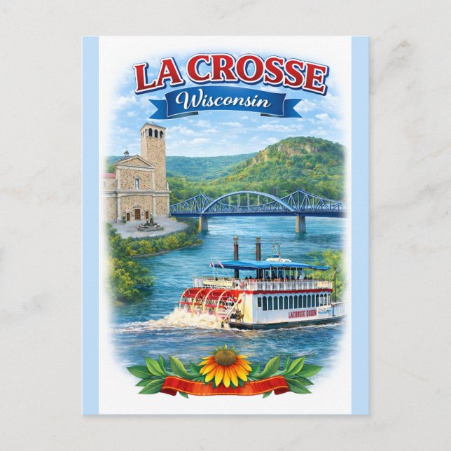 Tarjeta postal de Wisconsin pintoresco La Crosse,  (Anverso)
