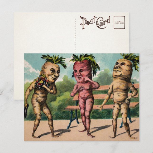 Tarjeta postal de zanahorias extrañas victorianas (Anverso / Reverso)