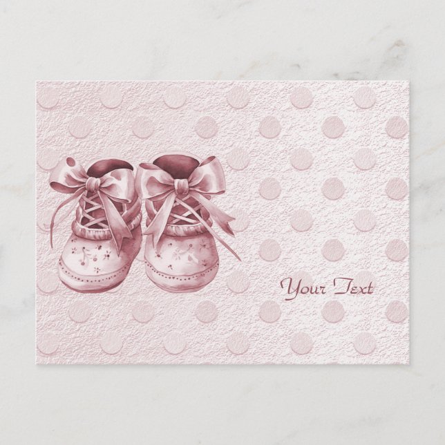 Tarjeta Postal de Zapatos de Bebé Rosados (Anverso)