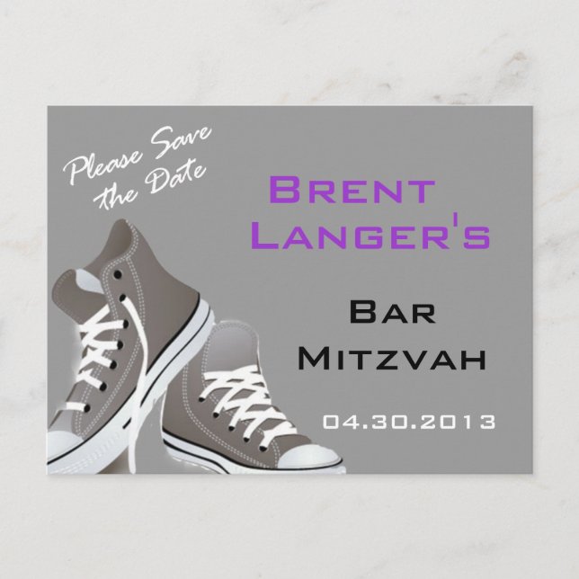 Tarjeta postal de zapatos para Bar Mitzvah (Anverso)