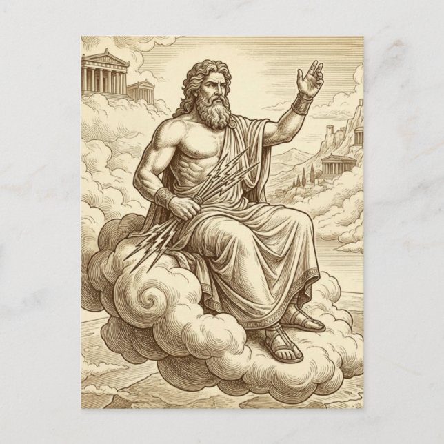 Tarjeta postal de Zeus Mitología Griega (Anverso)