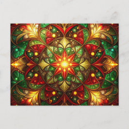 Tarjeta postal decorativa roja verde de Navidad