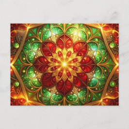 Tarjeta postal decorativa roja verde de Navidad