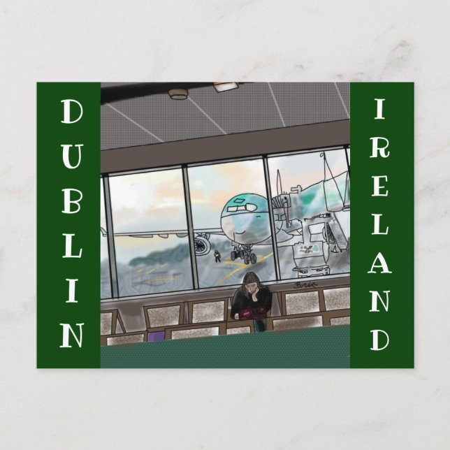Tarjeta postal del aeropuerto de Dublin Irlanda (Anverso)