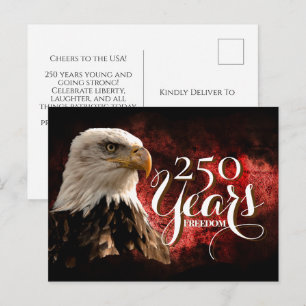 Tarjeta postal del águila patriótica del 250 cumpl