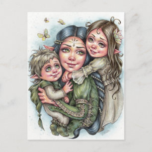 Tarjeta postal del amor de madre Elfo Familia Cuen