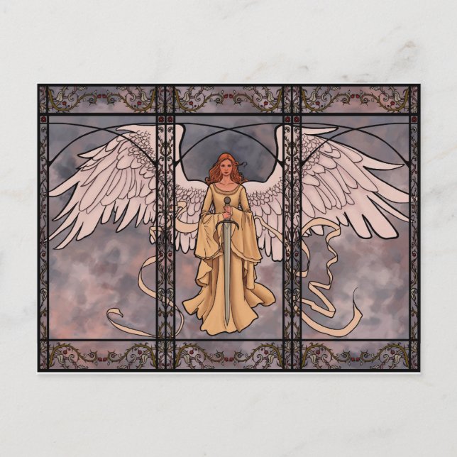 Tarjeta postal del ángel de la guarda (Anverso)