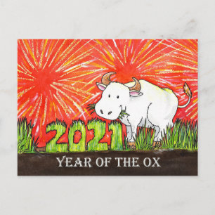 tarjeta postal del año del Buey 2021