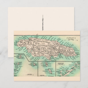 Tarjeta postal del antiguo mapa de Jamaica
