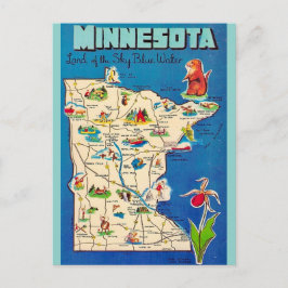 Tarjeta postal del antiguo mapa de Minnesota