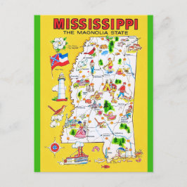 Tarjeta postal del antiguo mapa de Mississippi