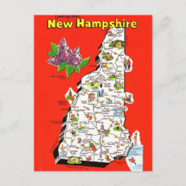 Tarjeta postal del antiguo mapa de New Hampshire