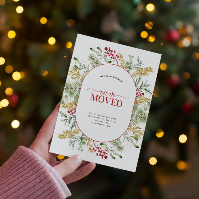 Tarjeta Postal del Anuncio de Invierno Hemos Mudad (Celebrate the new beginning with this festive 'We've Moved" postcard!
)