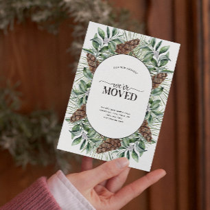 Tarjeta postal del anuncio de la conífera de invie