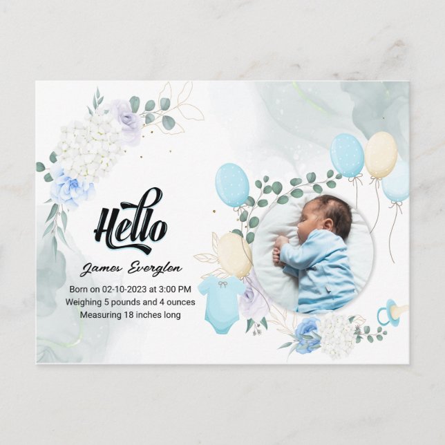 tarjeta postal del anuncio de nacimiento del mundo (Anverso)