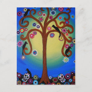 TARJETA POSTAL DEL ÁRBOL DE DIA DE LOS MUERTOS