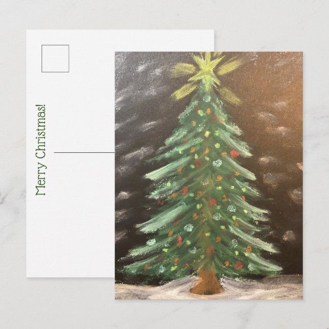 Tarjeta postal del árbol de navidad (Anverso / Reverso)