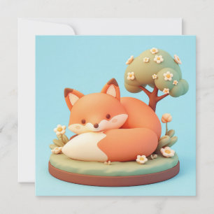 Tarjeta postal del árbol floral estilo arcilla 3D 