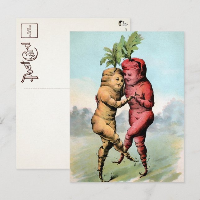 Tarjeta postal del baile de zanahorias victorianas (Anverso / Reverso)