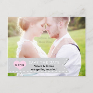 Tarjeta postal del banner gris y rosa PHOTO SAVE T