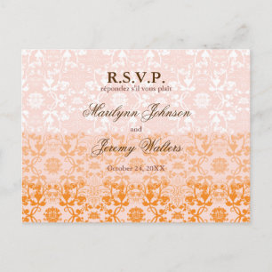 Tarjeta postal del Boda Damask Swirls Lace Sorbet