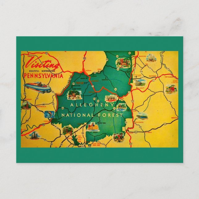 Tarjeta postal del Bosque Nacional Allegheny (Anverso)