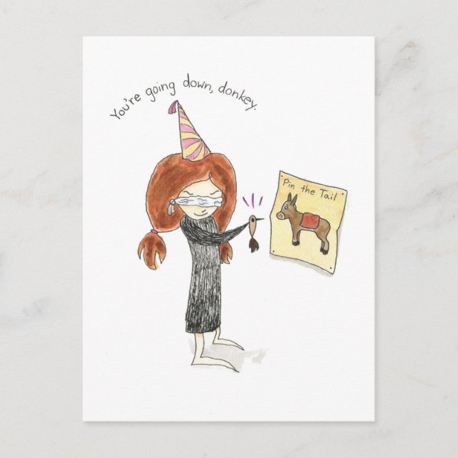 Tarjeta postal del burro de cumpleaños (Anverso)