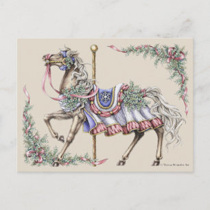 Tarjeta postal del caballo de carrusel de invierno
