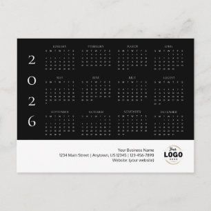 Tarjeta postal del calendario de logotipos comerci