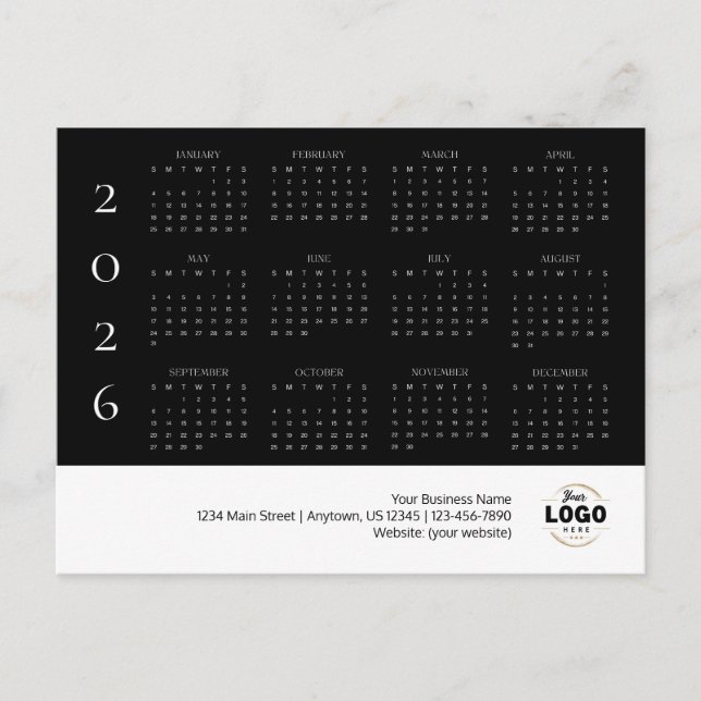 Tarjeta postal del calendario de logotipos comerci (Anverso)