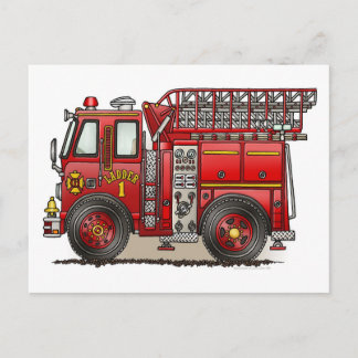Tarjeta postal del camión de bomberos de carga