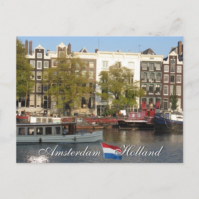 Tarjeta postal del Canal de Amsterdam (Anverso)