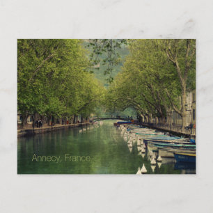 Tarjeta postal del canal de Vassé, Annecy, Francia