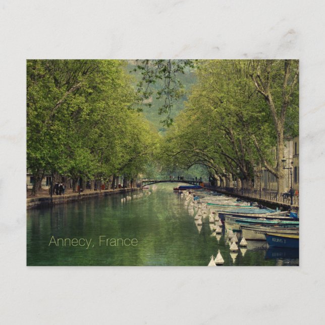 Tarjeta postal del canal de Vassé, Annecy, Francia (Anverso)