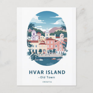 Tarjeta postal del casco antiguo de la isla de Hva