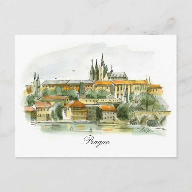 Tarjeta postal del Castillo de Praga (Anverso)
